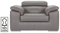 Hygena - Valencia - Leather Chair - Grey